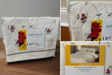 Linens N Things Embroidered Duvet Set Shams Mini Full/Queen Roses Cottage