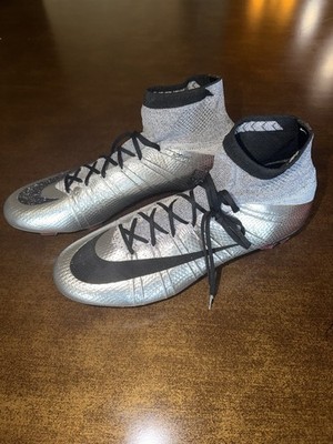 Nike Mercurial Superfly CR7 Quinhentos FG Silver Black Men's Soccer Cleats 2016