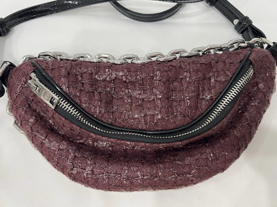 Authentic Alexander Wang Patent Tweed Chain Attica Belt Bag - Image 3 of 4