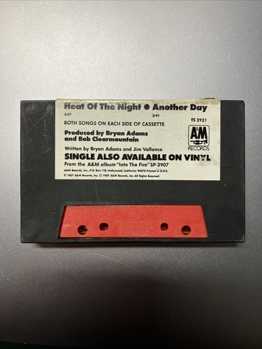 Bryan Adams Heat of the Night Cassette Single 1987 Rock 80s Tape Vintage Rare - Picture 2 of 10