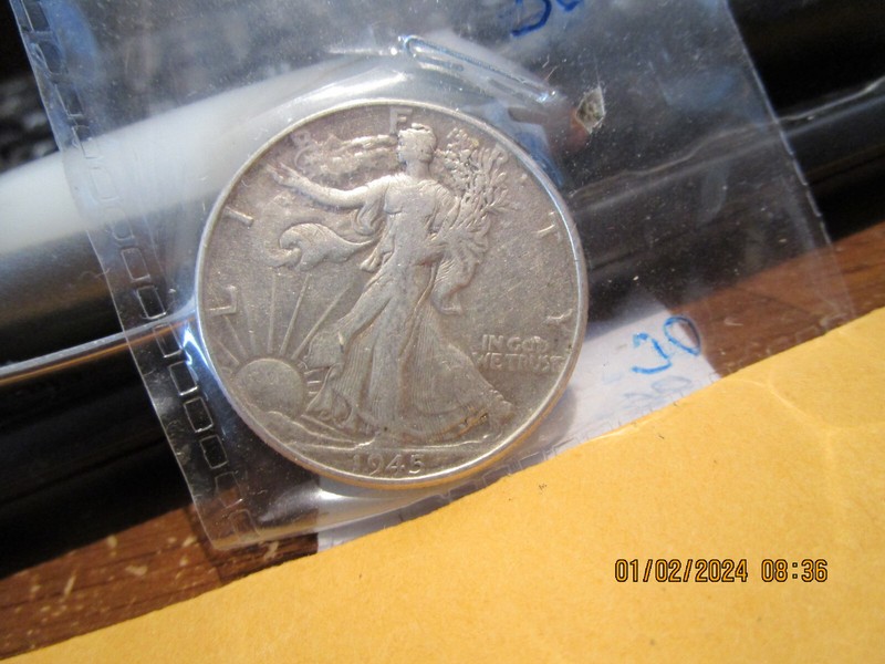 1945 S  Walking Liberty Half VF +++