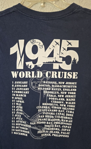 USS Slater DE 766 US Navy Destroyer Escort 1945 World Cruise Shirt Size Large - Picture 4 of 7