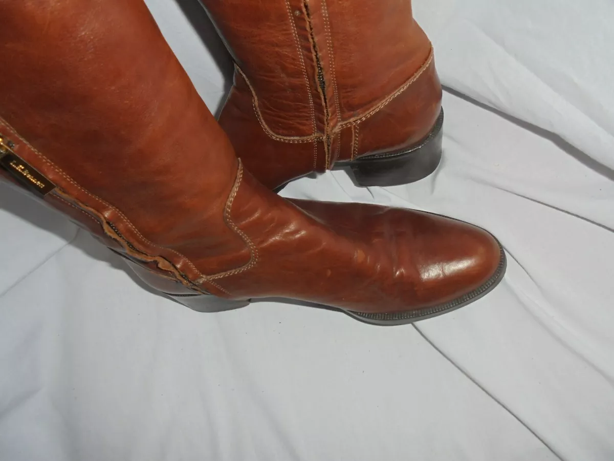 L.K. BENNETT WOMEN BROWN LEATHER ZIP KNEE HIGH BOOT SIZE UK 3 EU 36 US 5M VGC
