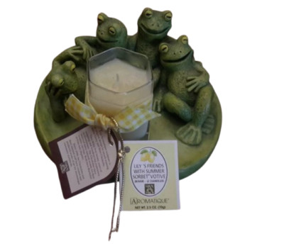 Lazy Frogs Candle Holder / Candle Aromatique Summer Sorbet Votive Sculpture