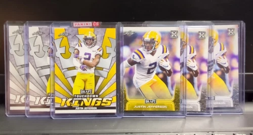 💥Justin Jefferson 2020 Leaf Draft Rookie RC #40& #87  LSU - Vikings. 6 Cards💥