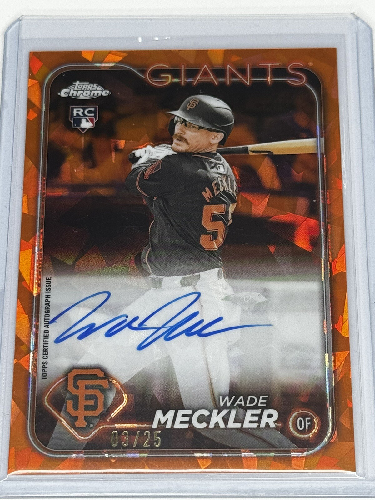 2024 Topps Chrome Sapphire Wade Meckler Rookie Auto Orange Refractor /25! Giants