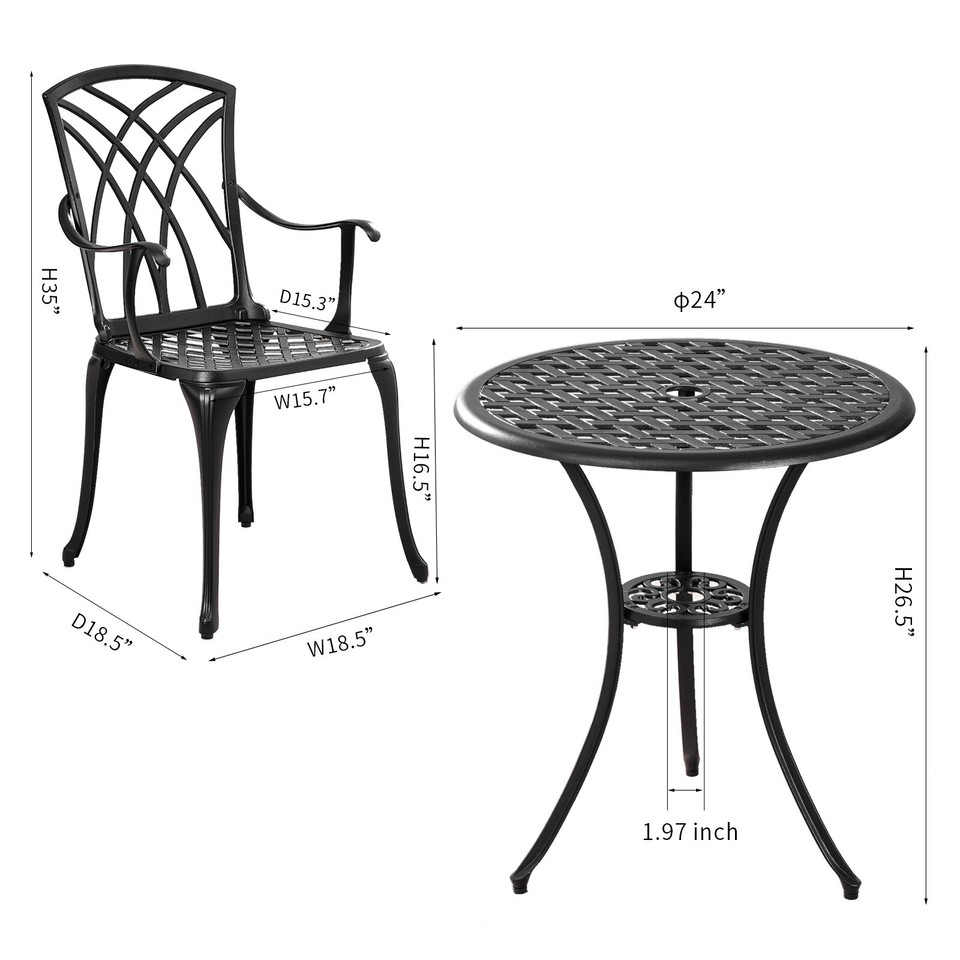 3Piece Bistro Table Set Cast Aluminum Bistro Set,Resistant Patio Table ...