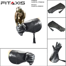 Traditional Falconry Glove 15'' Black Shiny Nubuck Leather Eagle Bird Hawk Pet