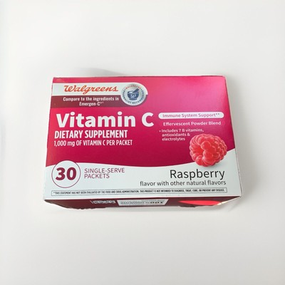 Walgreens Vitamin C Powder 1,000mg 30 Packets Raspberry Exp 04/2025 | eBay