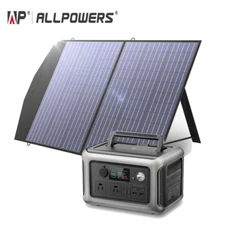 ALLPOWERS 600W Portable Power LiFePO4 Battery Backup Solar Panel 100W Included