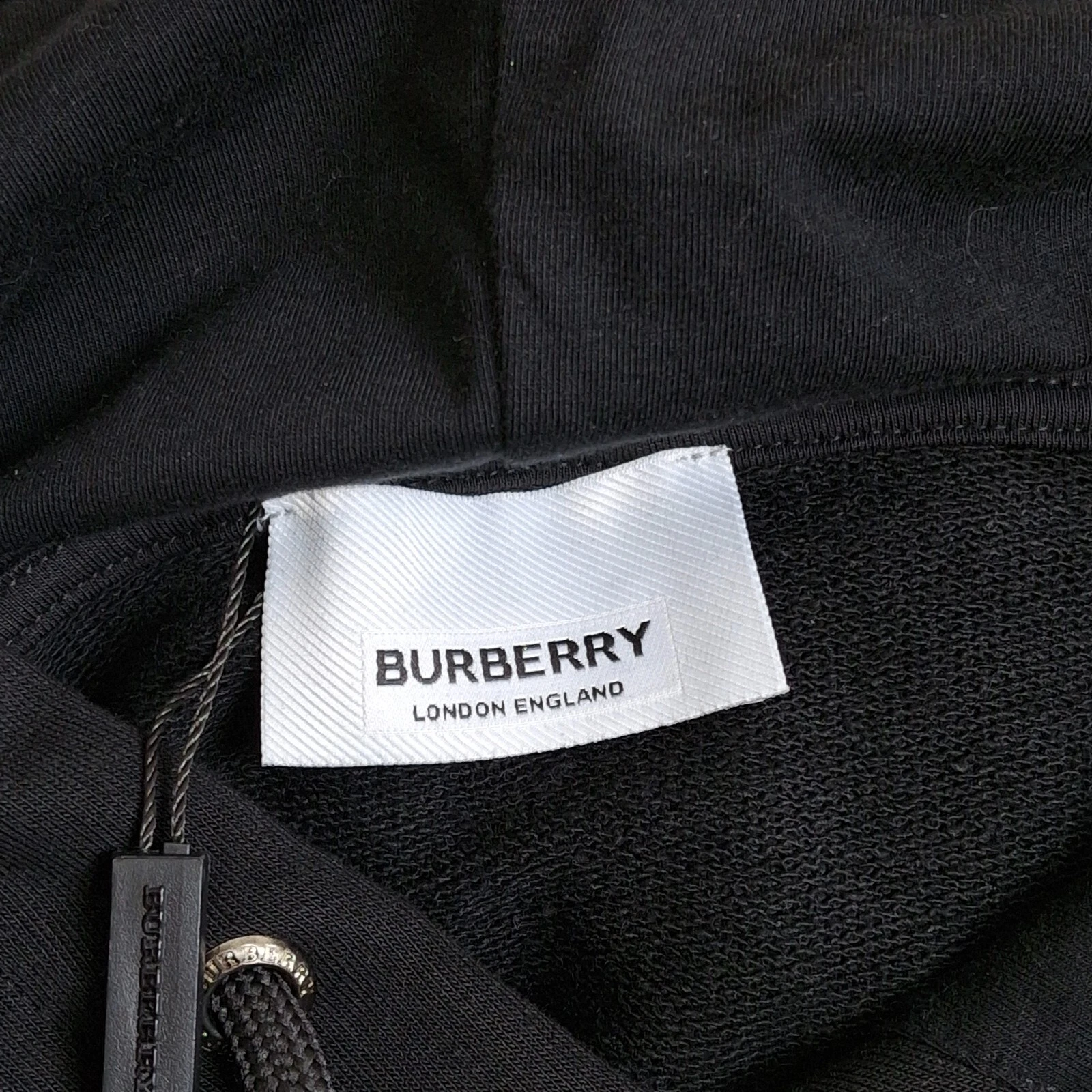 Burberry Felpa con cappuccio e jersey di cotone a righe con stampa logo Nero
