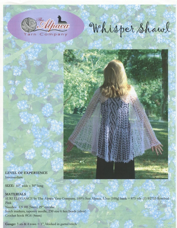 Mantón susurrador - Patrón de tejido Alpaca Yarn Company PT-93 - Solo patrón Foto 3 de 3