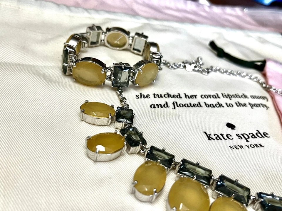 KATE SPADE HANCOCK ПАРК БРАСЛЕТ, ОЖЕРЕЛЬЕ И СЕРЬГИ КОМПЛЕКТ ДЫМ СЕРЫЙ СЕРЕБРО - Изображение 4 из 4