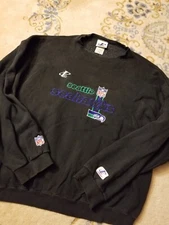 Vtg Seattle Seahawks Logo Athletic Sportswear Sweatshirt Size XL Black Crew Neck