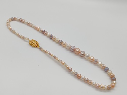 Genuine 18" Candy Color 8mm Pearl Necklace Beads 14ct Gold Clasp Lab Diamonds - Picture 16 of 18