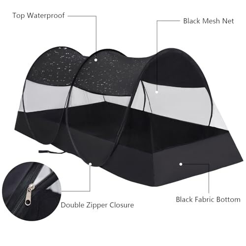 Pop Up Mosquito Net Tent,1-Person Pop up Screen Tent,Lightweight Single Black - Picture 5 of 8