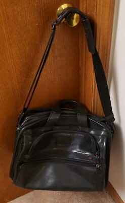 TUMI Alpha Leather Compact Laptop Briefcase Style 96114DH With Strap