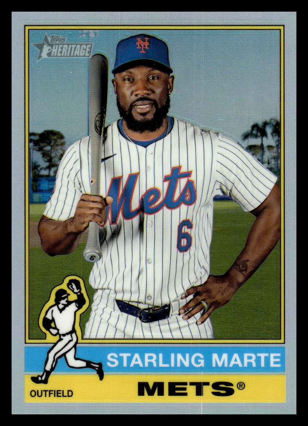 2025 Topps Heritage Chrome 417 Starling Marte, New York Mets SP SILVER