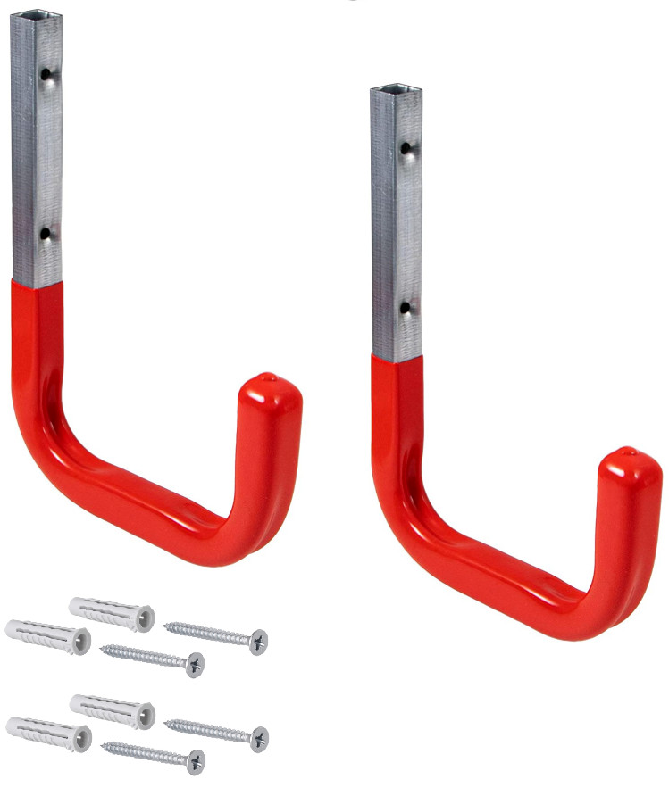 2x Wandhaken Set gummiert Metall-Haken Geräte 150x210 mm 50 kg Schwerlast Halter