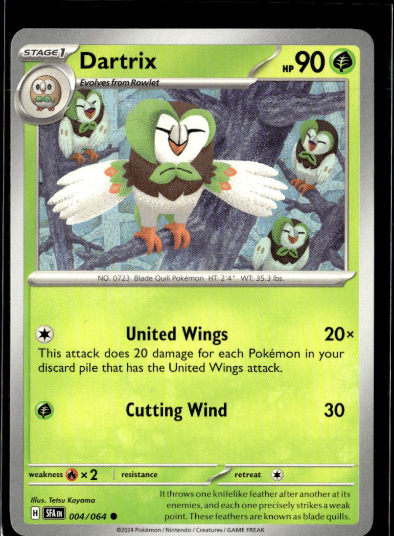 Pokemon Dartrix 004/064 Shrouded Fable Non Holo Common 4 Card Lot