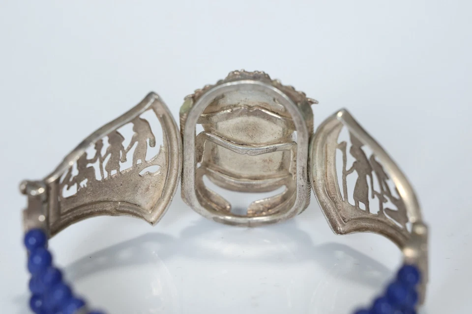 Increíble brazalete brazalete con panel de filigrana de plata esterlina egipcia antigua Foto 4 de 4