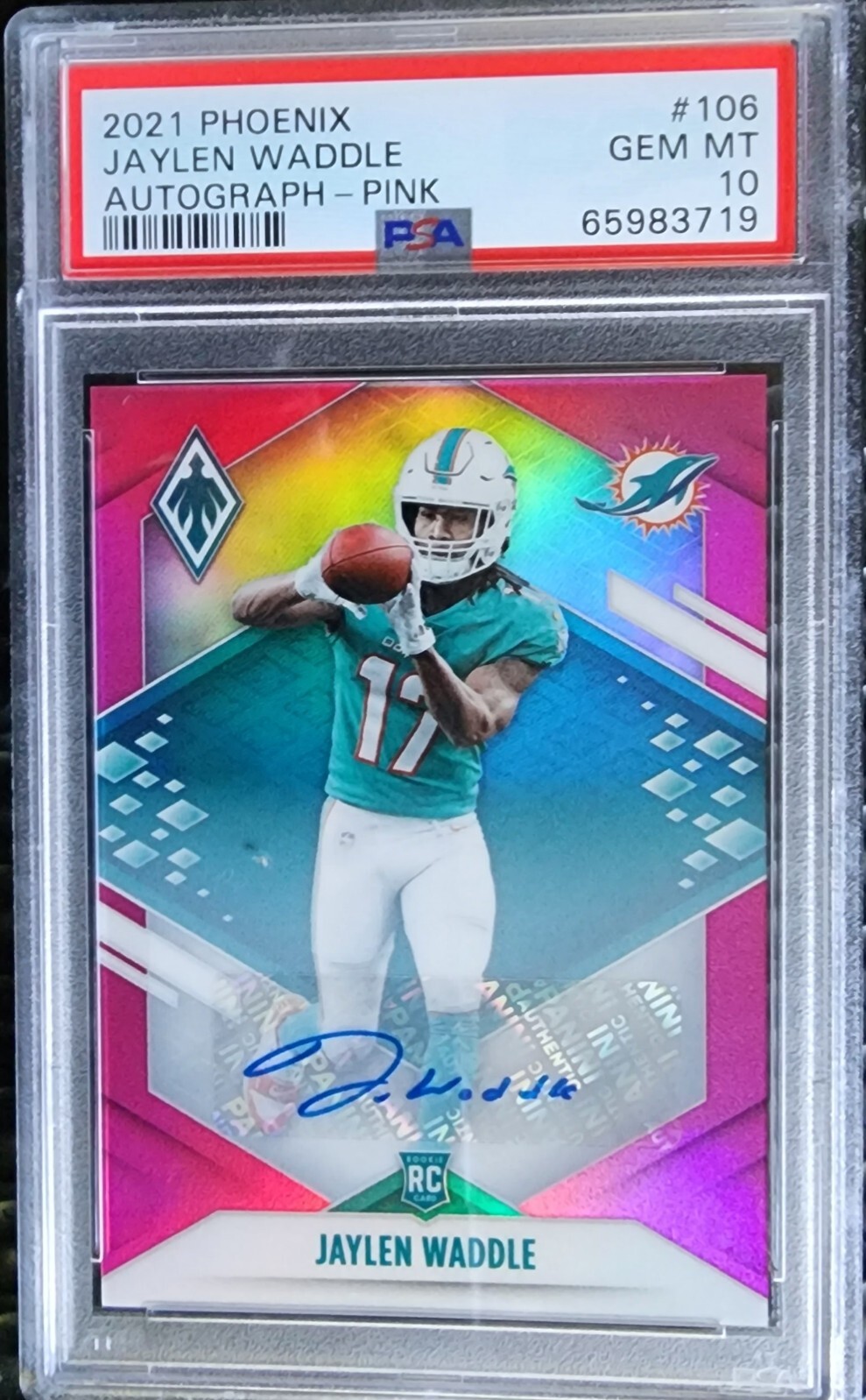 Jaylen Waddle Panini Phoenix #106 Autograph-Pink