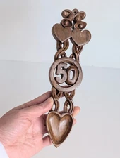 Chain of Love 50th Anniversary Welsh Love Spoon Celtic Knot, Bells & Hearts