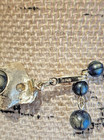 Trifari 17" Chunky Irridescent Blue Gold Lucite Beaded Necklace Goldtone Spacer — photo 4