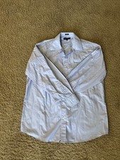 Tommy Hilfiger Mens Button Down Dress Shirt 17 34/35 Blue Regular Fit Cotton