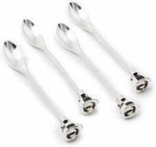 MACKENZIE-CHILDS 4-Piece Black & White Court Espresso Spoon Set