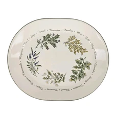 Vintage Corelle Thymeless Herbs Platter Oval Serving Platter 12.25" x 10"
