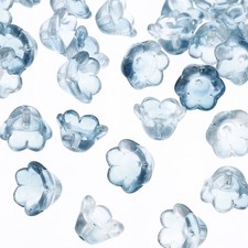 Glass Trumpet Flower Beads, 50 Pcs Gradient Flower Bead Charm, Dark Ink Blue