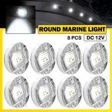 Round Marine Boat White LED Navigation Lights Courtesy Cabin Deck Stern Lamps 8X