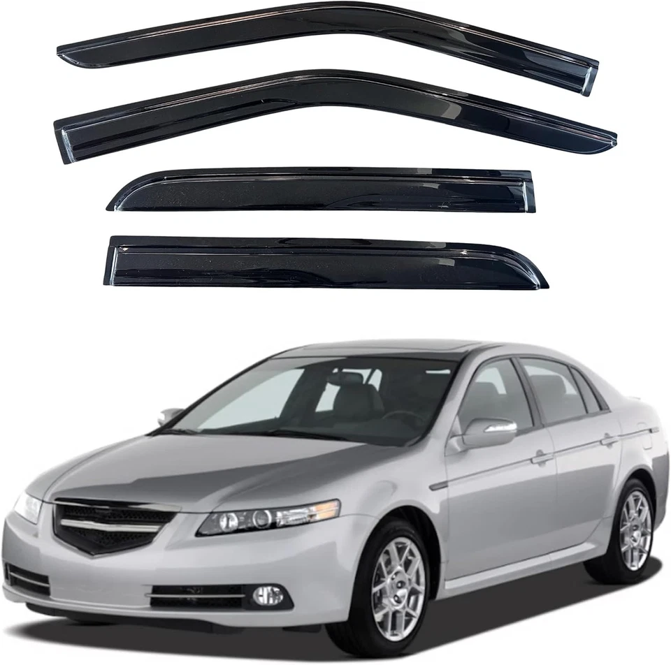 4PC Acura TL 2004-2008 Window Visor Rain Guards, Dark Tinted Mugen Style - Изображение 3 из 4