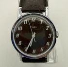 Vintage 1962 Timex Chocolate Mechanical Wind Watch Leather Strap