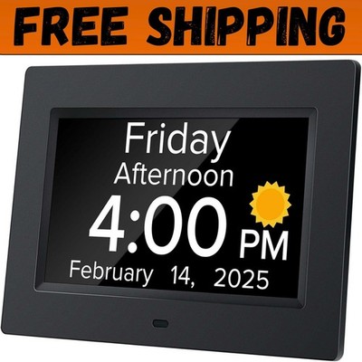 Digital Alarm Clock with Date and Day of Week for Dementia Seniors Multiple A...