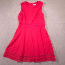 Calvin Klein Dress Womens 16 Pink Sleeveless Fit Flare Mesh Hem Party Cocktail