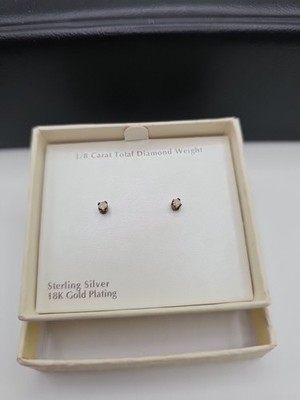Ohrstecker Sterlingsilber, 18 Karat vergoldet 1/8 ctw Diamant