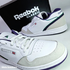 Reebok US 13 Mens White Chalk Purple Green Rare Retro Classic Act 300 EF3777 New