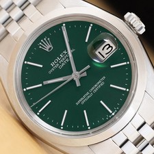 OROLOGIO ROLEX OYSTER PERPETUAL DATE 1500 QUADRANTE VERDE LUNETTA LISCIA ACCIAIO 34MM
