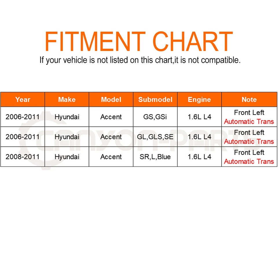 Front Left CV Axle Shaft Assembly For 2006-2011 Hyundai Accent Auto Trans 1.6L - Изображение 2 из 4