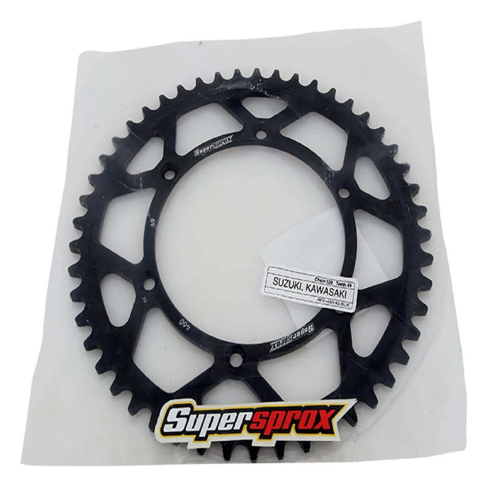 New Supersprox Rear Steel Sprocket Black 49T For Kawasaki KLX 250 S 06-14 Foto 4 de 4