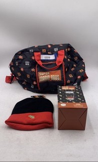 Nintendo Super Mario Bros. Weekender Duffel Bag With Pint Glass And Hat Lot Of 3