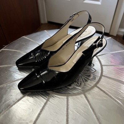 NEW PACO RABANNE BLACK PATENT SLINGBACK HEELS size 34.5 ( 4-4.5 )