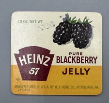 1953 HEINZ 57 Blackberry JELLY Jar LABEL Vintage Advertising