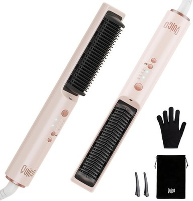 Hair Straightener Brush 100-240V Dual Voltage Ionic Straightener Brush for Women