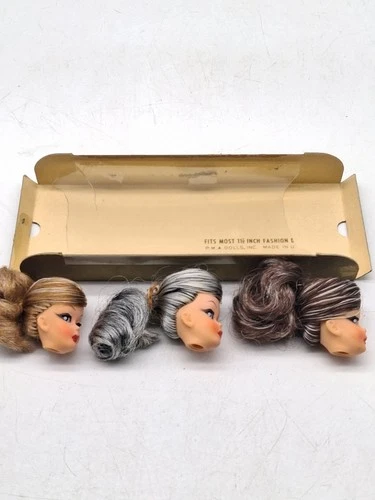 3 Vintage Ponytail Clone Barbie Doll Heads Only ~ Frosted Brunette, Blonde, Red