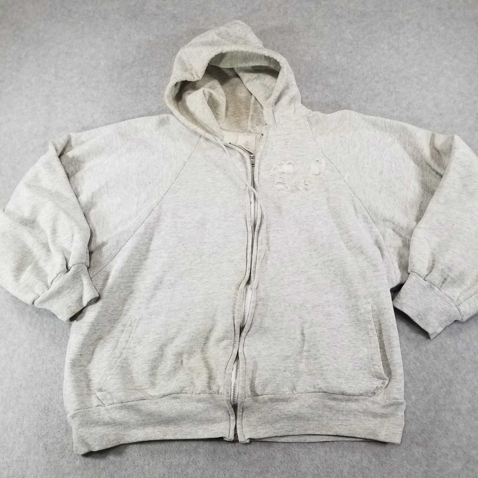 VTG Big Yank Hoodie Mens XL Gray Thermal Made in Romania Distressed Thrashed