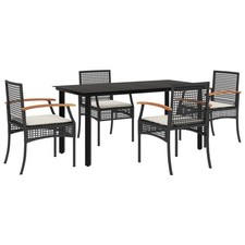 Patio Dining Set with Cushions Outdoor Garden Furniture Poly Rattan vidaXL