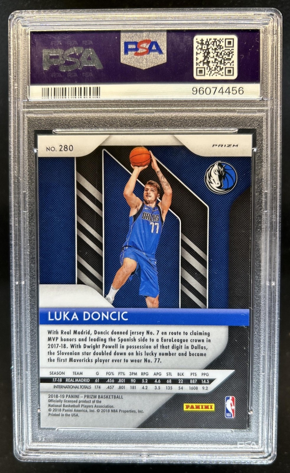 2018-19 Panini Prizm Luka Doncic RC Prizm Silver Rookie #280 Mavericks PSA 10 view 2